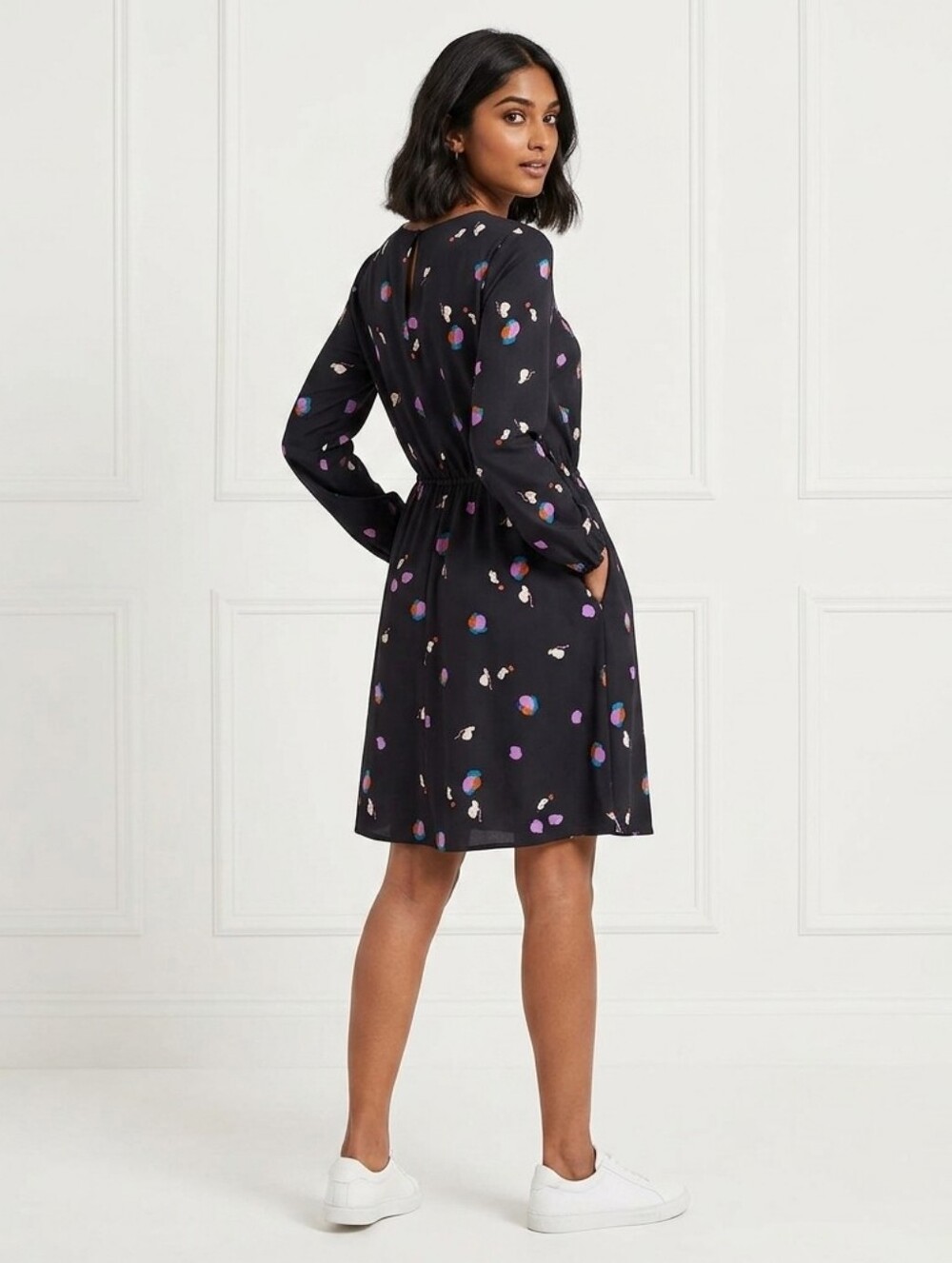 ICHI Printed Black Dress Size Small